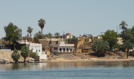 Wide view of the Nile with Elephantine Island near Aswan