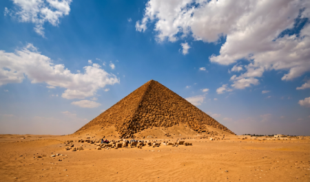 Panoramic view of Dahshur pyramids