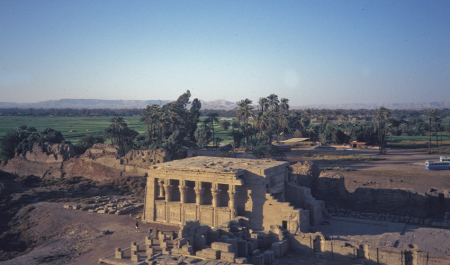 Facade and columns of the Temple of Hathor at Dendera