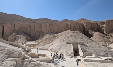 Entrance area and tomb landscape at the Valley of the Kings in Luxor