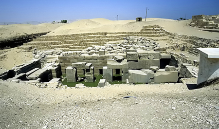 Columns and reliefs at Abydos Temple dedicated to Osiris