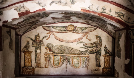 Entrance area of the Catacombs of Kom El Shoqafa in Alexandria