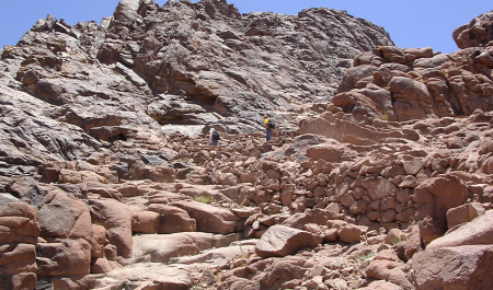 Sunrise view from Mount Sinai (Gebel Musa) over the Sinai mountains