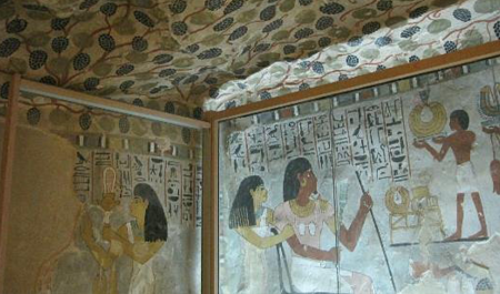 Rock-cut tomb entrances at the Tombs of the Nobles on Luxor’s West Bank